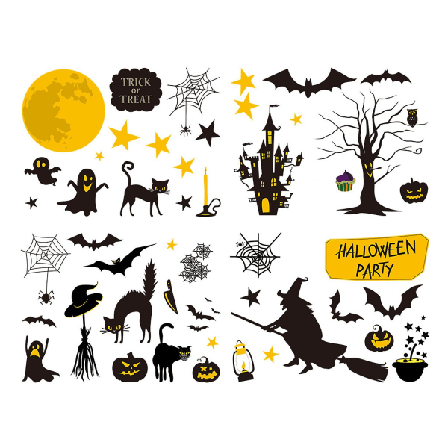 Halloween Haunted House-dekal Väggdekal Pvc Frosted Hallowe