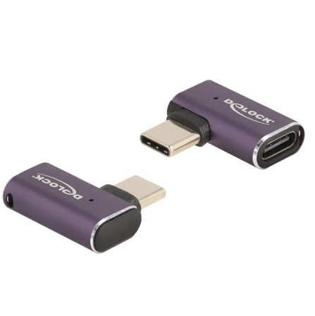 Delock USB Adapter 40 Gbps USB Type-C PD 3.1 240 W Stecker zu Buchse gewinkelt links / rechts 8K 60 Hz Metall
