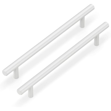 10 stk 128 mm hvite kjøkkenskaphåndtak, skuffefronter i rustfritt stål for garderober, bad