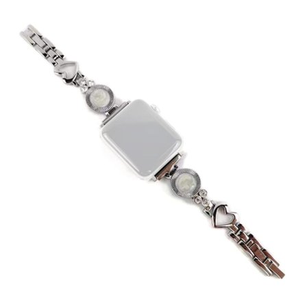 Apple Watch Series 8 (41 mm) klockarmband med hjärtformad strassdekor - Silver