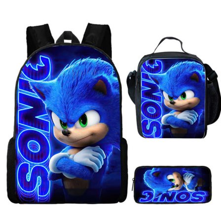 Anime Sonic pennfodral Student lunchväska Cartoon Barn Ryggsäck Sonic pennfodral