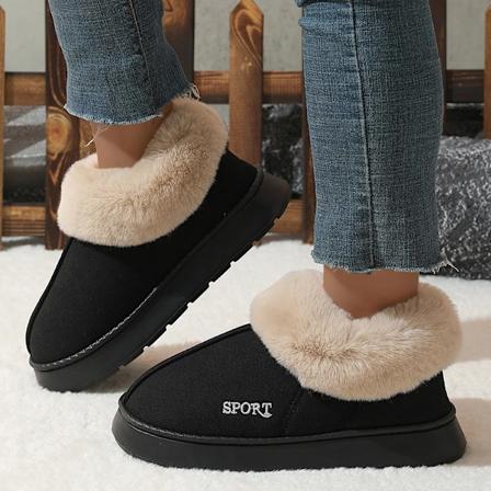 2024 Pink Faux Fur Vinterstøvler Kvinder Nye Faux Ruskind Korte Plys Sne Støvler Kvinde Anti-Slip Tyk Bund Bomuldspolstrede Sko 45 black 36-37