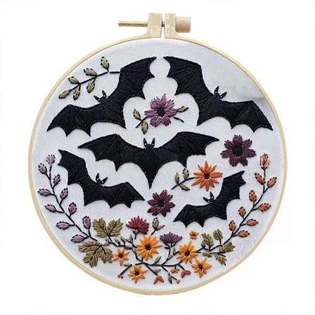 Halloween Broderikit, DIY Stemplet Korssting Kit Gotisk Broderi Dekoration