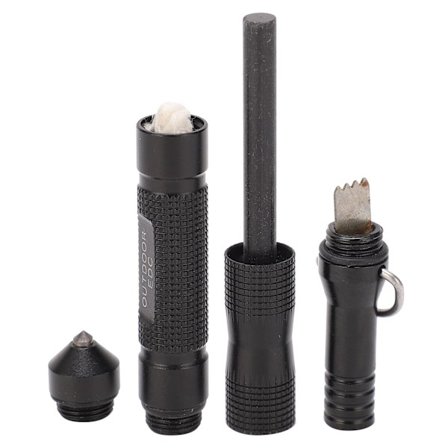 Udendørs Multifunktionel Flintlighter med Overlevelsesfløjte og Tungsten Stålhoved