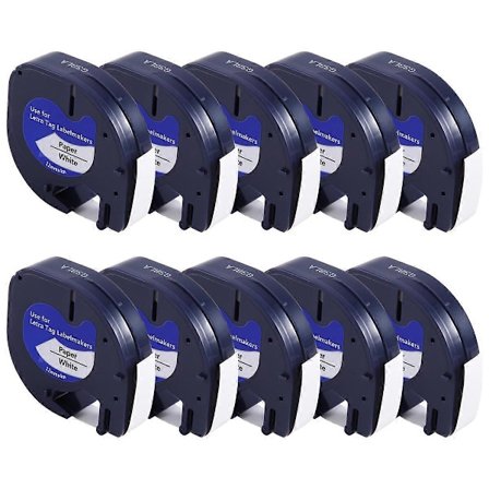 10 stk. Label Maker Refills til Dymo Letratag Refills 12mm x 4M Hvid Plastik Label Tape til Letra Tag