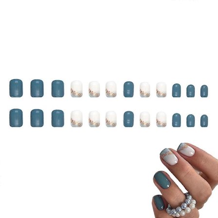 24 st Press on Nails Korta Press On Naglar, Falska Naglar Kistformade Naglar för Kvinnor med Fjärilsdesign Glansiga Naglar