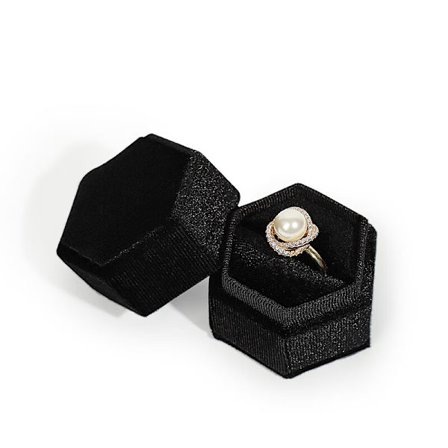 Samettirengaslaatikko Kaksinkertainen Hexagon Rengaslaatikko, Musta Pinkki 2 Pi