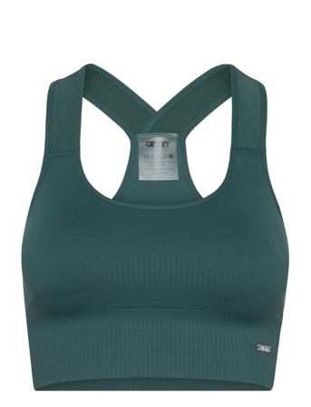 Pine Green Ribbed Seamless High Support Bra Lingerie Bras & Tops Sports Bras - ALL Grøn AIM'N