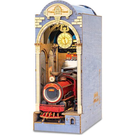 Trædukkehus, DIY bogreol-sæt, puslespilhusmodelbyggesæt med LED-lys