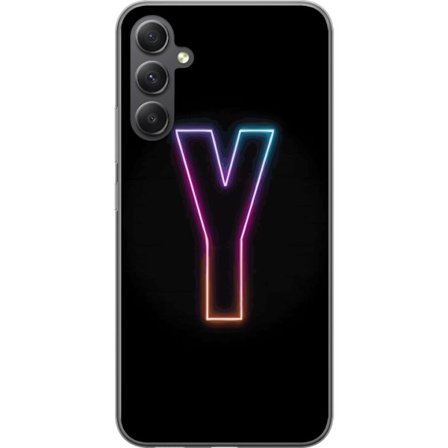 Kompatibel Mobilcover til Samsung Samsung Galaxy A05s Minimalistisk neonbogstav Y i farveskiftende lys mod sort baggrund