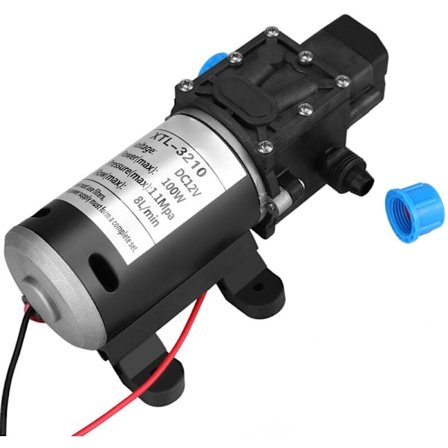 12V DC 100W 8L/min 160Psi Högtrycksmembran Självsugande Vattenpump för Tvätt