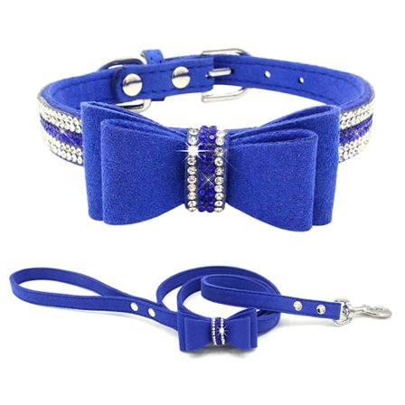 Hundhalsband med fluga, bländande mjukt halsband med strass-ädelstenkristall, lämpligt för hundar med