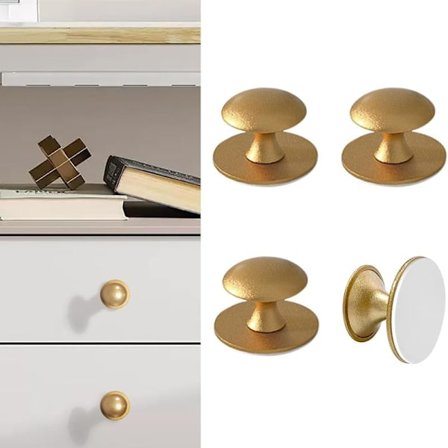 Pakke Gull Rustfritt Stål Selvklebende Skapknotter - Selvklebende Skapknotter for Skuffer, Dusjdør, Speilskap, Glassdør, Håndtak