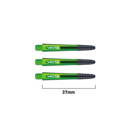 Winmau Vecta Shafts 37mm Polycarbonate Dart Shafts,Green/Black,2 Sets(6pcs) Intermediate,Professional,Replacement,Accessories