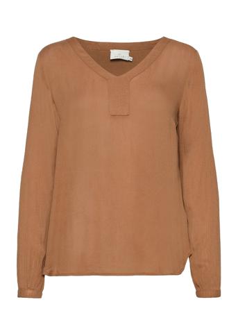 Amber Blouse Ls Blus Långärmad Brun Kaffe