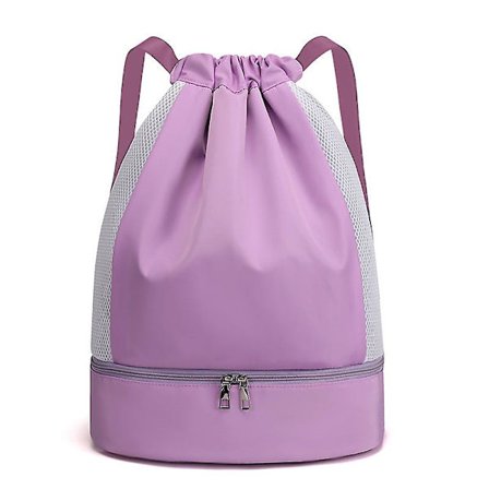 Lilla Gym Bag med snøring for kvinner, vanntett ryggsekk med skofag og våtlomme, stilig sammenleggbar treningsbag for jenter, for svømming, reiser