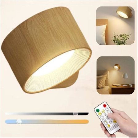 LED-væglamper - 3 farvetemperaturer og 3 lysstyrkeniveauer og 360° roterende magnetisk kugle til soveværelse