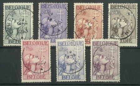 Belgien 1933 - OBP 377-83 - Stemplet