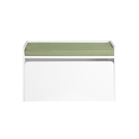 SoBuy valkoinen lelulaatikko säilytyslaatikon ja kenkätelineen ja istuimen kanssa 60x34x35cm KMB80-W