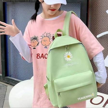 New Solid Backpack Girl School Bags For Teenage School Bag Nylon Daisy Printing Bag Black