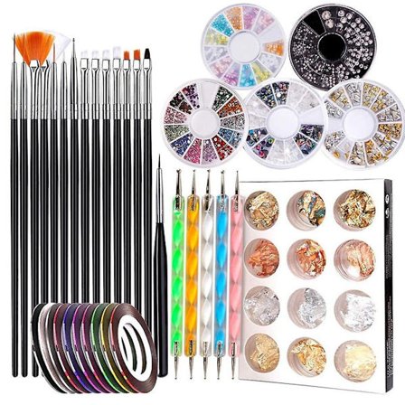 Nagelpenna designer, nagelkonstverktyg nagellack penslar, nagel prickverktyg, nagelfolie, manikyrtejp