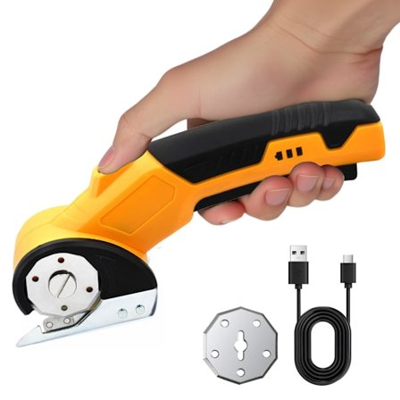 Ledningsfri genopladelig elektrisk saks - takkesaks til syning - roterende elektrisk skærer, sikkerhedslås til pap, læder, stof, tæppe, tekstil