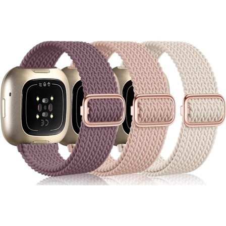 Elastisk flätad sportrem i nylon för Fitbit Versa - kompatibla remmar (Sense/Sense 2)