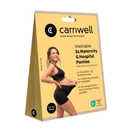 Carriwell Washable Maternity & Hospital Panties, Onesize, svart, 2 stk.