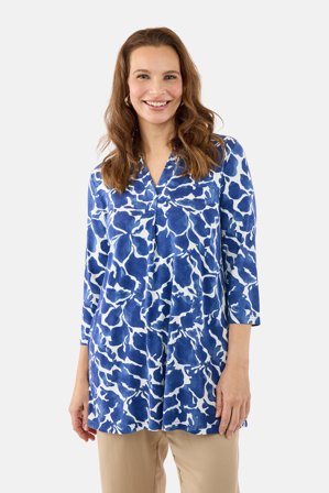 SIGNATURE - 3/4 Ærmet Tunika - Blå / Hvid - V-Hals