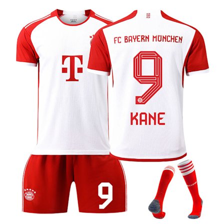 Bayern München Säsong 23-24 Hemma Fotbollströja Set, Kane Nr 9 - Vuxen & Barnstorlekar, M (170-175cm)