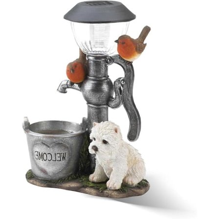 Solar Hage Resin Hund Statue Dekor, Hagepynt Utendørs Statue Hagegaver, Dyr Klatring Solar Vanntette Lys for Hjem Plen Dekor