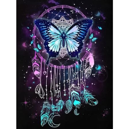 (30x40cm, Butterfly Dream Catcher) 5D DIY-diamantmålning, korsstygnsbroderi för vuxna