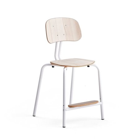 Klassenzimmerstuhl YNGVE, 4 Beine, weiß, Esche, H 520 mm