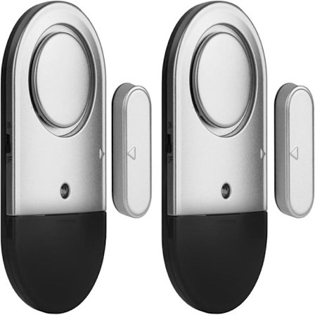 2 stk Trådløs Dør- og Vinduesalarm med 125dB Høj Sirene Dørdetektor til Hjem, Butik (Grå)