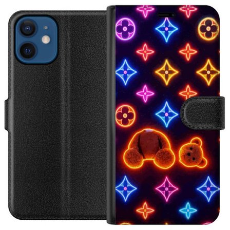 Kompatibel Tegnebogsetui til Apple Apple iPhone 12 Neonfarvet luksusmønster med glødende teddybjørn i pop art-æstetik