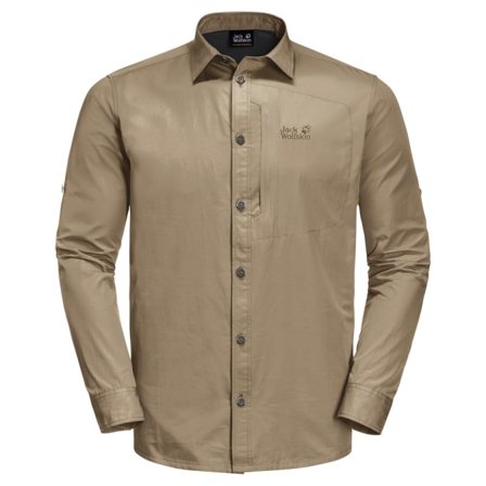 Jack Wolfskin Men's Lakeside Roll-up Shirt (2021) Men long-sleeved shirts Beige S