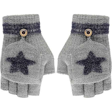 Termiske fingerløse flip-top handsker til 5-15 strikkede halvfinger handsker luffer børn konvertible tykke fleeceforet