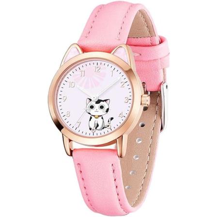 Jenteklokke med katteører, lysende tegneserieklokke for barn, gave