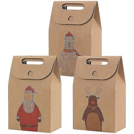 15 Gaveposer Sett Pung Kraftpapir Jul Nyttår Bursdag Med Håndtak Gave