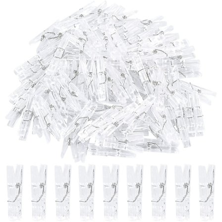 100 st Mini Klädnypor För Foton Små Fotoklämmor Klar Plast Klädnypor Plast