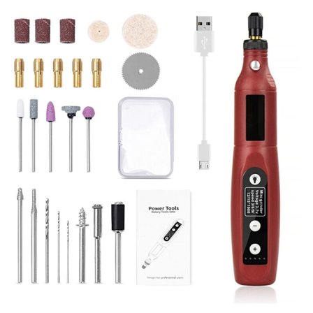 Mini Borrmaskin Rotationsverktyg LED Sladdlös Mini Borr USB Laddningsbar DIY Polering Skärning