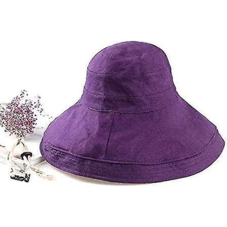 Solhatt for kvinner, sammenleggbar bomullshatt, reisedeksel for ansiktet