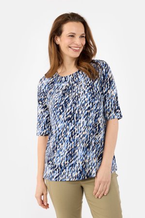 BRANDTEX - Kortærmet T-shirt - Blå - Grafisk Mønster