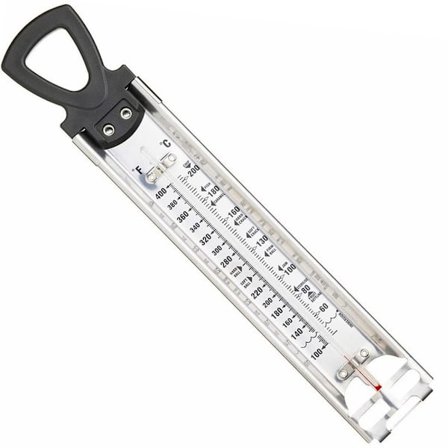 Hjemmelavet Sukkertermometer til Madlavning af Slik eller Syltetøj, Friturestegning og Generel Køkkenbrug, Rustfrit Stål, 30,5 cm
