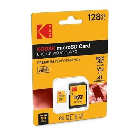Kodak MicroSDXC 128 GB – UHS-I U1 Class 10 med SD-adapter