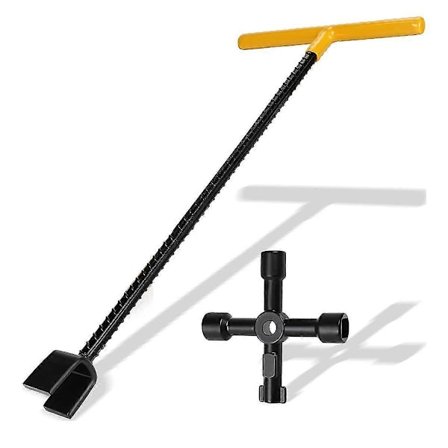 17 tommer vandmåler nøgle med 4-vejs multifunktionel værktøjsnøgle, entreprenør kvalitet forstærket stål vandafspærringsværktøj