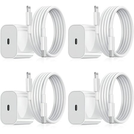 iPhone-laturi - Pikalaturi - Adapteri + Kaapel 20W USB-C Valkoinen 4-pakkaus iPhone