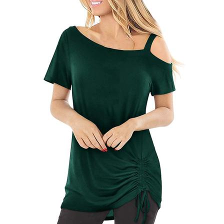 Kvinnor Off Shoulder Kortärmade Toppar Dam Casual Lös T-shi