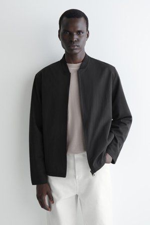 COS Men's Chaqueta Bomber Con Paneles De Nailon in Negro