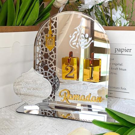 Ramadan Adventskalender, Akryl Eid Mubarak Diy Nedräkningskalendrar För Dekoration, Ramadan Present Prydnad Mubarak Kalender Silver